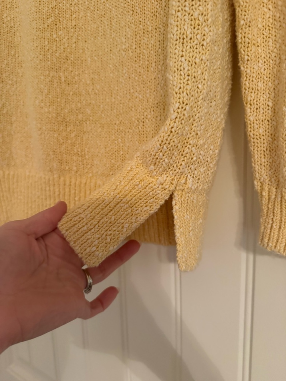 J. McLaughlin Medium Butter Yellow 90s Coastal Fisherman Minimalist Sweater Prep - Picture 4 of 8